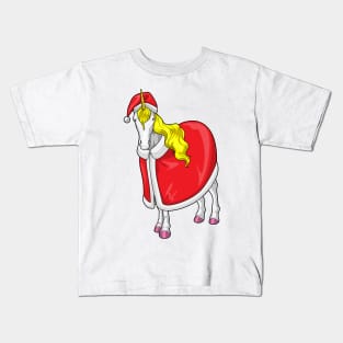 Unicorn Christmas Santa hat Kids T-Shirt